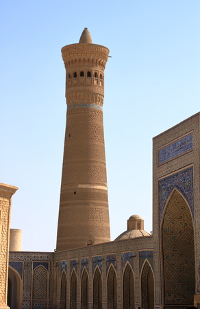 September 23 2019 - Bukhara, Uzbekistan: View of the complex Poi Kolon, UNESCO world Heritageのeditorial素材