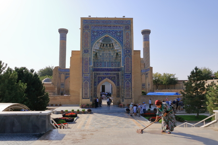 September 26 2019 - Samarkand, Uzbekistan: Gur-e Amir Mausoleum on Silk Roadのeditorial素材