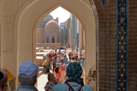 September 28 2019 - Samarkand, Uzbekistan: Shah-I-Zinda memorial complex, necropolis, UNESCO World Heritageのeditorial素材