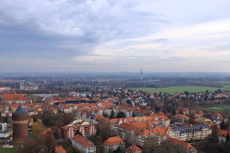 December 06 2019 - LEIPZIG, GERMANY: Panoramic view of from the Battle of nations monumentのeditorial素材