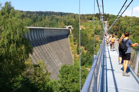 August 07 2018 - Stolberg, Germany: Rappbode dam and reservoir in Germanyのeditorial素材