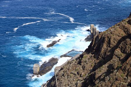 Pescante de Hermigua, Stone towers in La Gomera island, Canary islands in Spainの写真素材