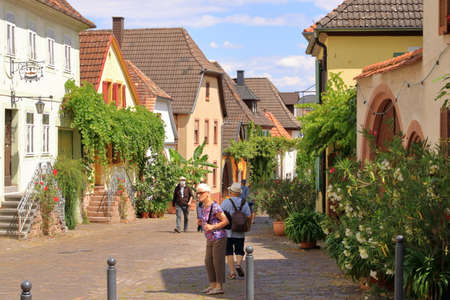 July 11 2020 - Rhodt unter Rietburg in der Pfalz, Germany: historical street in Rhodt Rietburg, Germanyのeditorial素材