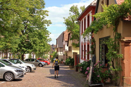July 11 2020 - Rhodt unter Rietburg in der Pfalz, Germany: historical street in Rhodt Rietburg, Germanyのeditorial素材