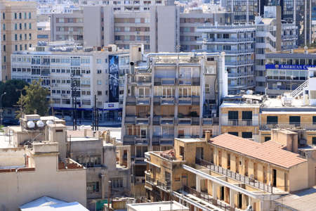 October 03 2020 - NICOSIA / Cyprus: View of Nicosia (Lefkosia), the last divided capital of the world from Shacolas (or "Siakolas") tower, the southern viewのeditorial素材