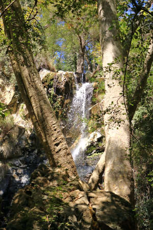 Caledonia waterfall in Troodos Mountains in Cyprusの写真素材