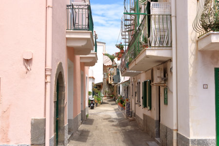 July 18 2021 - Forio, Ischia, Italy: Streets in the Metropolitan City of Forioのeditorial素材
