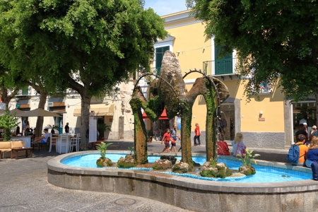 July 18 2021 - Forio, Ischia, Italy: Streets in the Metropolitan City of Forioのeditorial素材