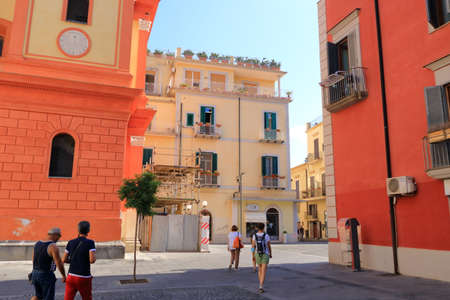 July 17 2021 - Pozzuoli, Italy: View of the typical residential buildings in center of Pozzuoli city in southern Italyのeditorial素材