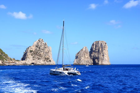 The Faraglioni Rocks on the coast of the island of Capri in Italyのeditorial素材