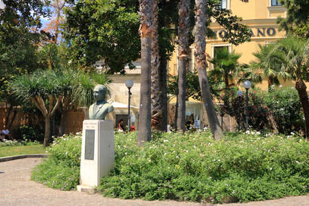 July 15 2021 - Sorrento, Italy: People on a street in Sorrento. Sorrento is a small town in Campania in southern Italy.のeditorial素材
