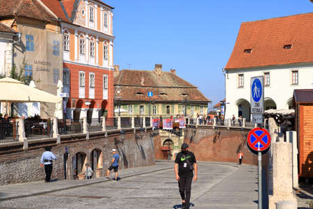 September 5 2021 - Sibiu, Hermannstadt, Romania: Area around Bridge of Lies (Podul Minciunilor)...