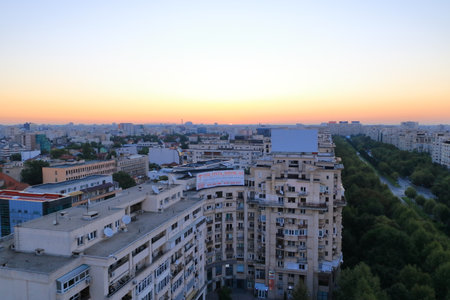 Bucharest Aerial View in the morning lightのeditorial素材