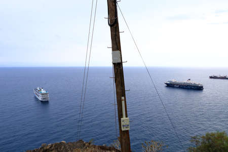 November 25 2021 - Santa Cruz, Tenerife, Spain: Cruise ships AIDAmira and Mein Schiff Herz anchored...