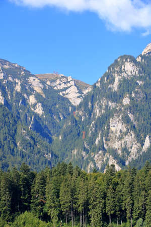 The Caraiman Peak with The Heroes Cross in the Bucegi Mountainの写真素材