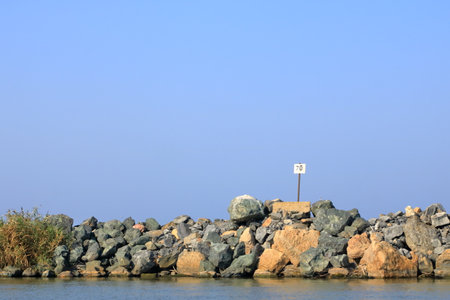 Danube river on Sulina channel, on the way to Danube Delta and Black Sea in Romaniaの写真素材