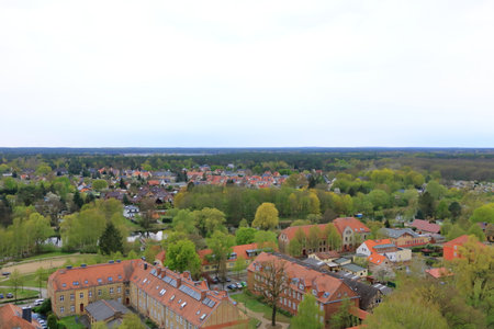 Arial Photo of the landscape in Germany in Eberswalde, Brandenburg (from Finow Tower)の写真素材