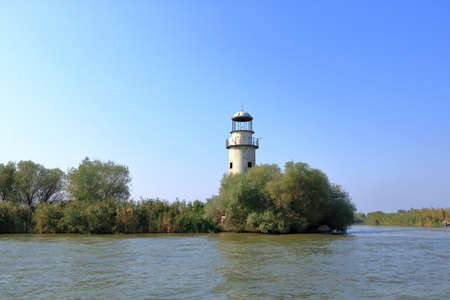 abandoned lighthouse in Danube Delta, Sulina in Romaniaの写真素材