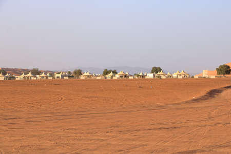 Bedouin style camping beside a huge sand dune at the Wahiba Sands desert in Oman.