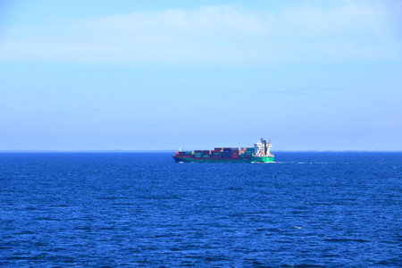 June 2 2022 - Puttgarden, Germany: ships between Puttgarden and Rodby at Baltic sea