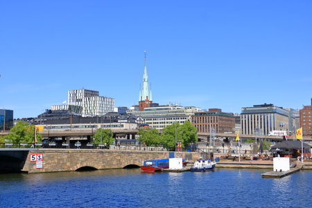 May 24 2022 - Stockholm in Sweden: Center of Stockholm as seen from Stadshus on a clear summer dayのeditorial素材