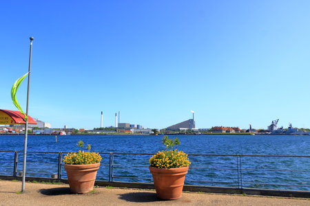 May 23 2022 - Copenhagen in Denmark: Yachts and small boats mooring in the Langelinie marinaのeditorial素材