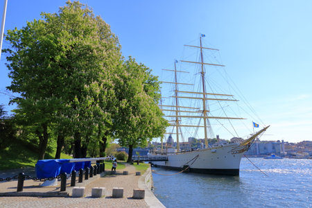May 24 2022 - Stockholm in Sweden: Stockholm old town (Gamla Stan) view from skeppsholmsbron to the Royal palace sideのeditorial素材