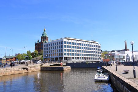 May 25 2022 - Helsinki in Finland: Helsinki cityscape with waterfront and portのeditorial素材