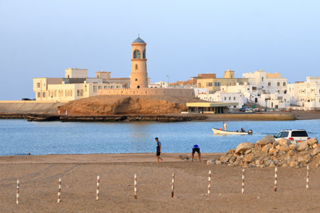 March 21 2022 - Sur in Oman: People come together at the harbor in the bay of Surのeditorial素材