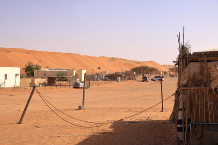 Traditional village in the Wahiba Sands in Omanの写真素材