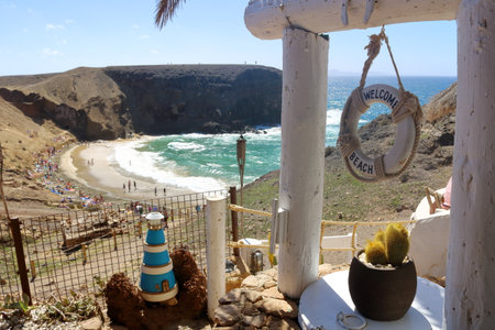 March 05 2018 - Lanzarote, Canary Islands, Spain: The People enjoy the beach