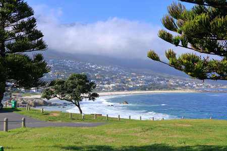 Camps Bay beach, the popular tourist destination in Cape Town in South Africa