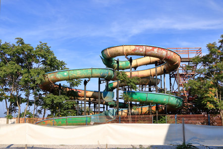 Abandoned water slide in Constanta, Mamaia in Romaniaの写真素材