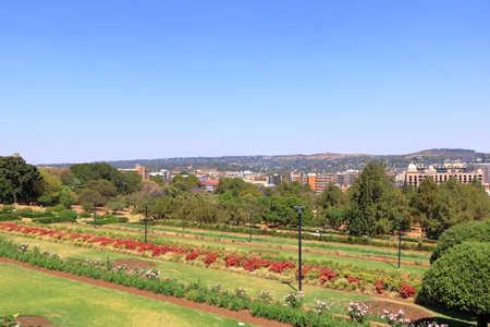 September 29 2022 - Pretoria in South Africa: View over Pretoria city from the Union Buildings near the Nelson Mandela Monumentのeditorial素材