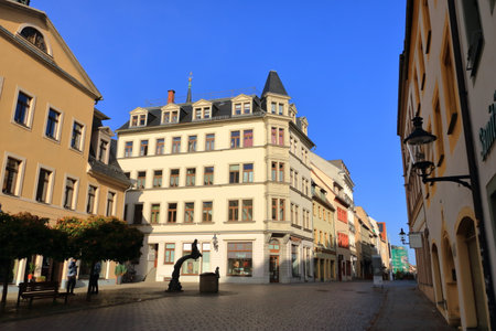 October 30 2022 - Freiberg, Saxony in Germany: The area around the Market of Freiberg on a Sunday afternoonのeditorial素材