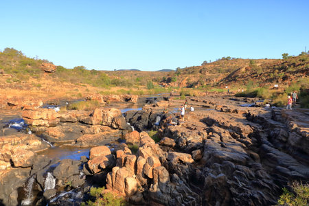 September 30 2022 - Mpumalanga district in South Africa: People enjoy Bourke's Luck Potholes, geological formation in the Blyde River Canyon areaのeditorial素材