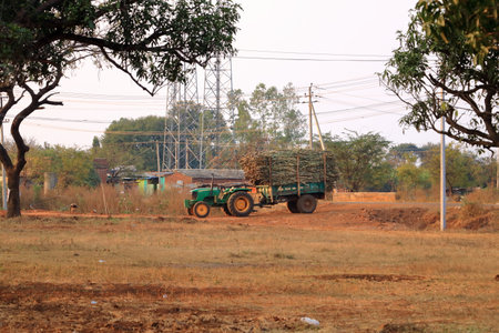 December 17 2022 - Bidar, Karnataka in India: Modern day, operating small sugar cane factory in central Indiaのeditorial素材