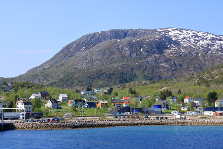 May 30 2022 - Lodingen, Lofoten in Norway: Beautiful Lofoten, Harbor and Village of Lodingenのeditorial素材