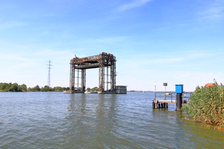 Ruin of the railway bridge of Karnin, Usedom in Germanyの写真素材