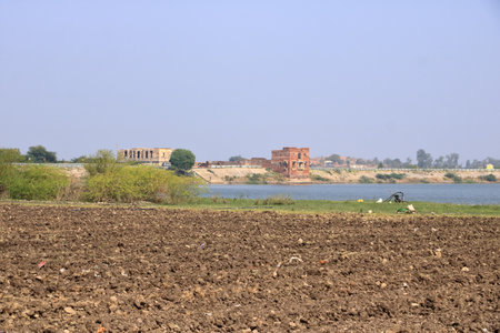 landscape near Vadatalav Lake near Pavagadh mountain, gujarat in Indiaの写真素材