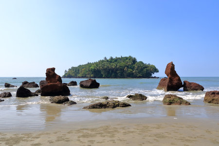 Dharmadam island and beach in Kannur, Kerala in India