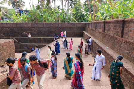 December 28 2022 - Kannur, Kerala in India: people visit the Peralassery Temple near Kannurのeditorial素材