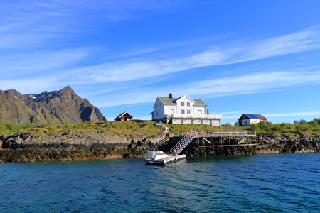 Fisherman village, Lofoten islands in Summer time in Norwayの写真素材