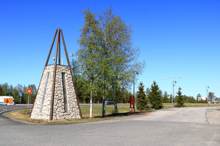 May 26 2022 - Rovaniemi in Finland: The Santa claus holiday village at the Polar circle in summerのeditorial素材