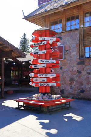 May 26 2022 - Rovaniemi in Finland: The Santa claus holiday village at the Polar circle in summerのeditorial素材