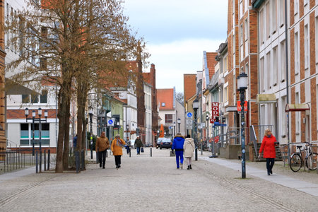 January 28 2023 - Greifswald in Germany: Cityscape of the historic Hanseatic city