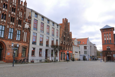 January 28 2023 - Greifswald in Germany: Cityscape of the historic Hanseatic cityのeditorial素材