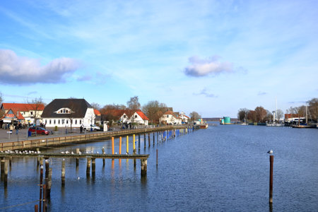 January 28 2023 - Wieck, Greifswald in Germany: the harbor of the lovely village in winter