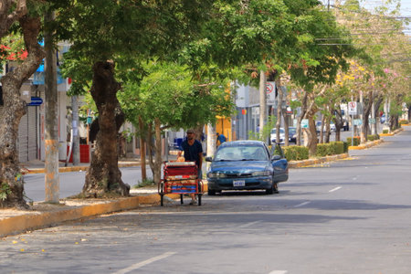 March 12 2023 - Liberia, Guanacaste in Costa Rica: typical streetlife in a small village in Costa Ricaのeditorial素材