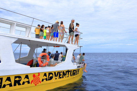 March 14 2023 - Samara, Guanacaste in Costa Rica: Boat Trip to Watch Dolphins in the Pacificのeditorial素材